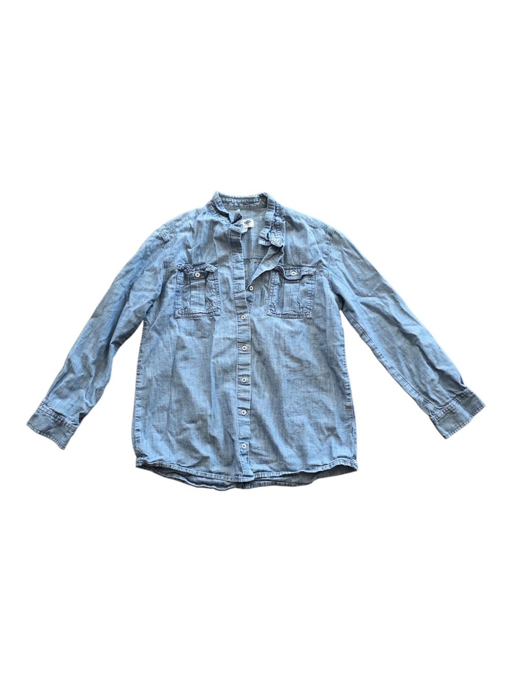 Old Navy Girls Light Blue Denim Button-Up Boyfriend Shirt XL